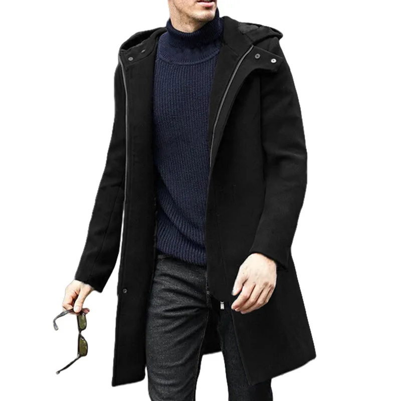 European Version2024New plus Size Woolen Coat Men's Casual Jacket Mid-Length Double Breasted