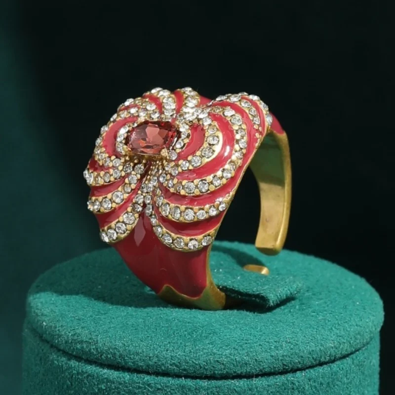 

Vintage Crystal Rings Natural Stone Rhinestone Green Red Accessories For Women Luxury Quality Jewelry Designers Anniversary