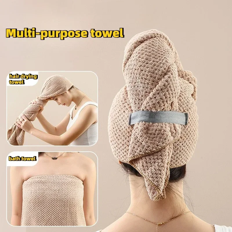 1PCS Microfiber Hair Towel Extra Larges Wrap Quick Dry Hair Towel Wrap With Elastic Band Ultra Absorbent Softs Hair Towel Turban