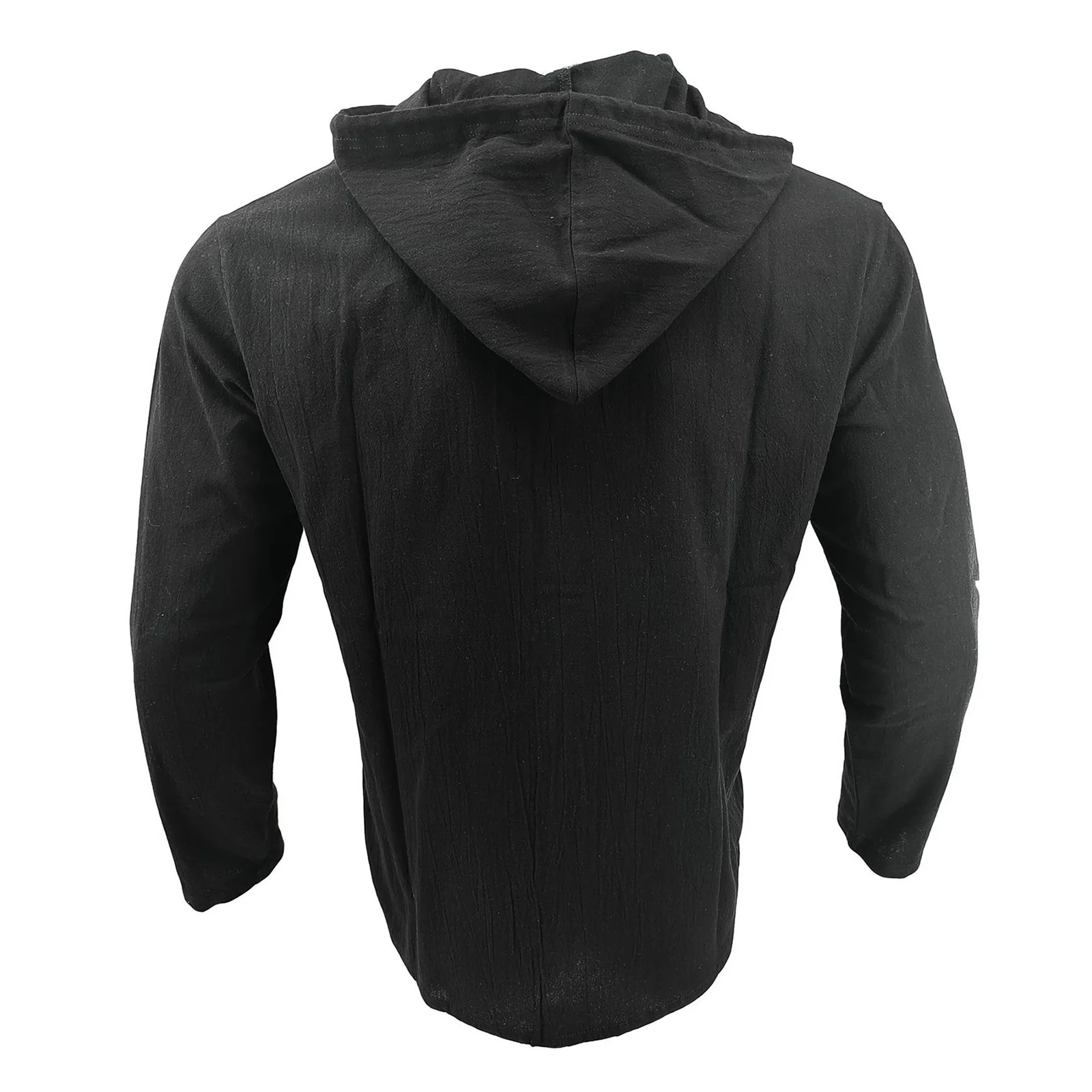 패션 남성 캐주얼 후드 티셔츠 탑 긴 소매 V넥 코튼 린넨 텍스처드 셔츠 블라우스 사무실 주말 일상 외출용