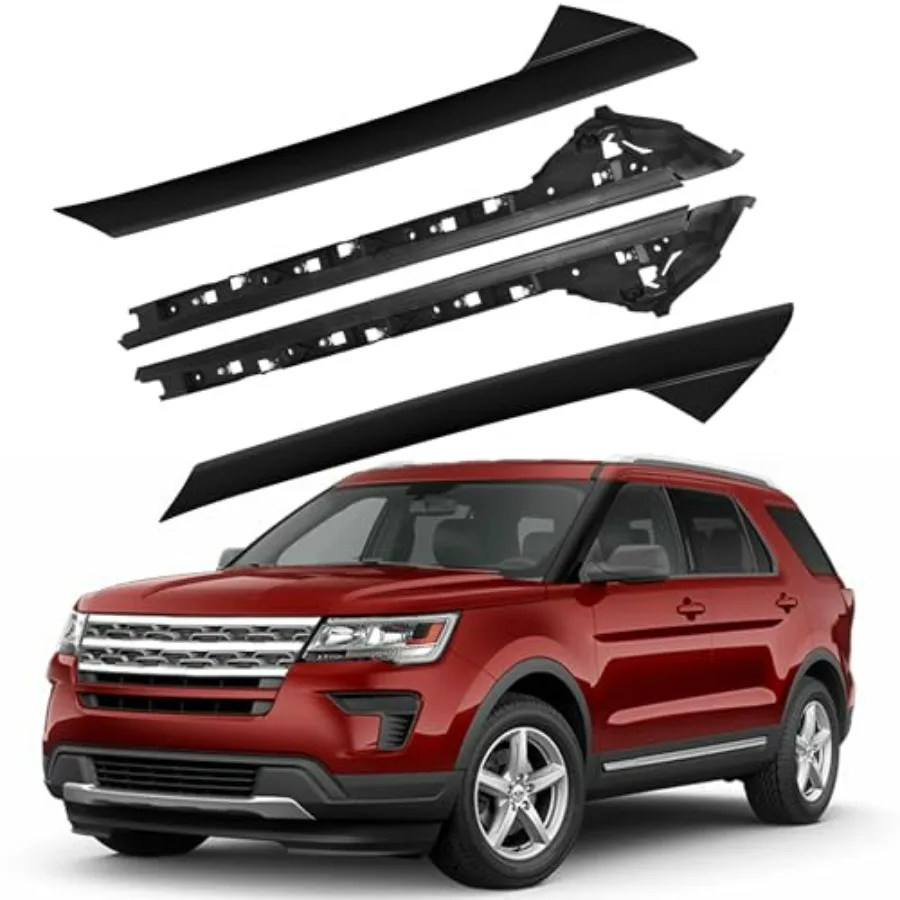 

A-Pillar Windshield Trim Molding Set for Ford Explorer 2011-2019 Driver Left Passenger Right Side Outer Inner Black Plastic Dur