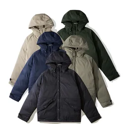 2024 New Puffer Coats Men's Winter Down Jacket Casual Simple Hooded Parker Thickened Windproof Warm Snow Male Outerwears