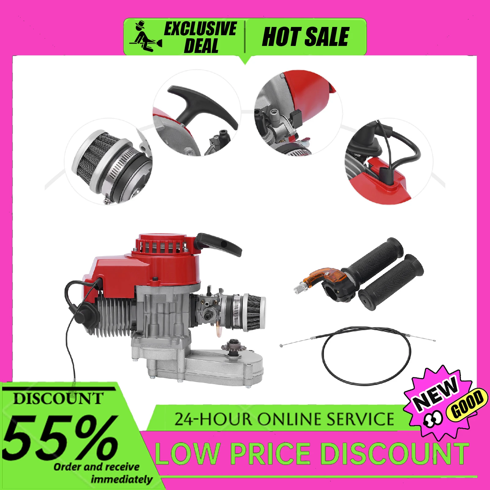 

49cc 2-stroke Single Cylinder Engine Motor For Mini Dirt Bike Scooter
