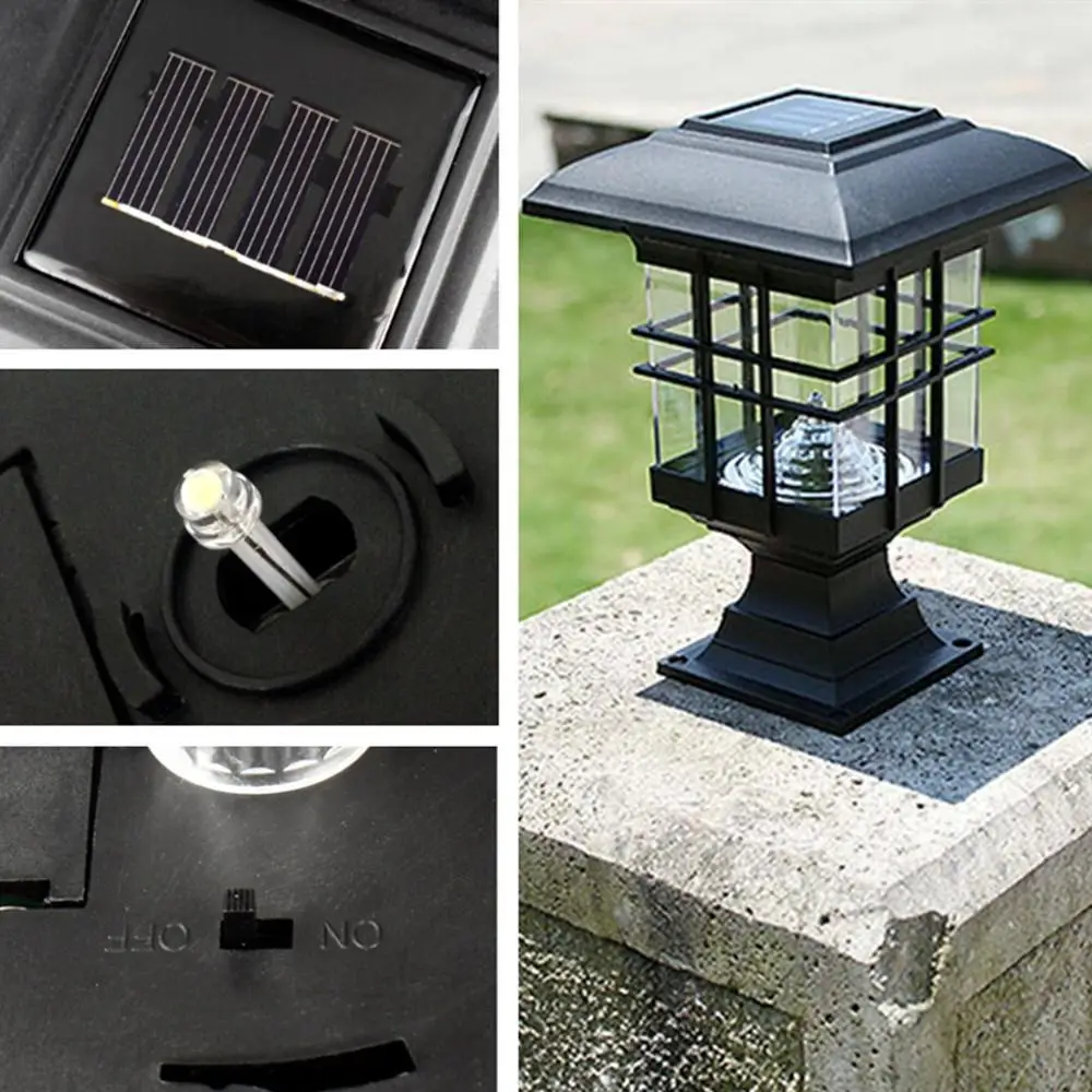 Waterproof House Shape Solar Column Lamps for Home Outdoor Lighting Garden Landscape Patio Backyard Street Lights Decoration