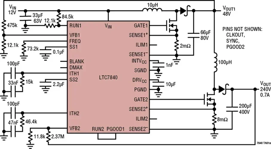 LTC7840EUFD LTC7840IUFD LTC7840 - 2-Phase Dual Output Non-Synchronous Boost Controller with Hiccup Mode