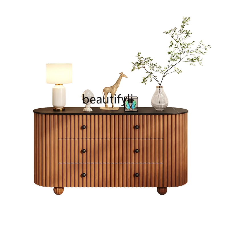 

French antique home bedroom drawers lockers light luxury living room rock slab decoration porch chest