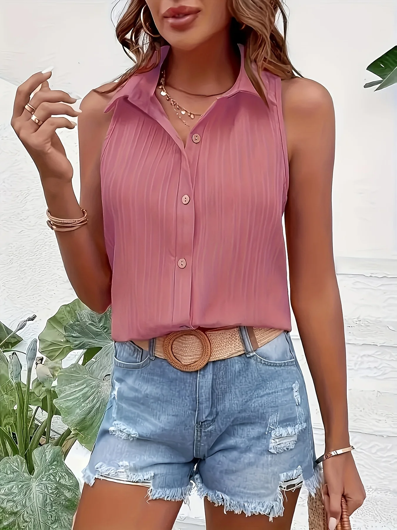 حجم كبير 1XL-5XL الصيف المرأة أنيقة أكمام بلون قميص أعلى المرأة قمة الموضة الملابس قميص #3