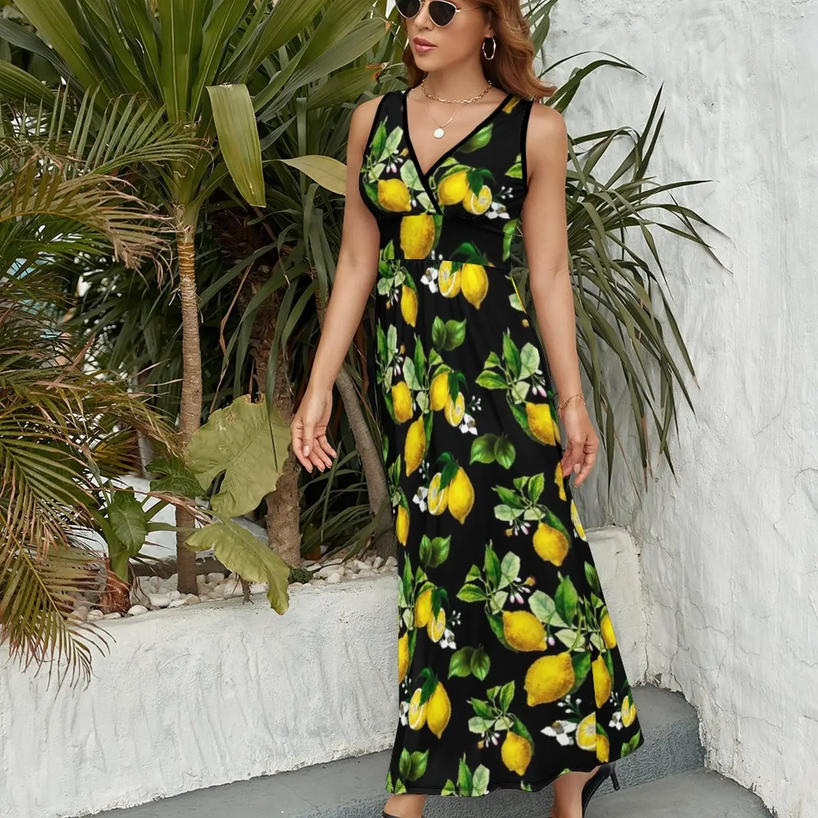 Customization Citrus,lemons,vintage art Sleeveless Dress womens clothing Dress vintage dresses summer