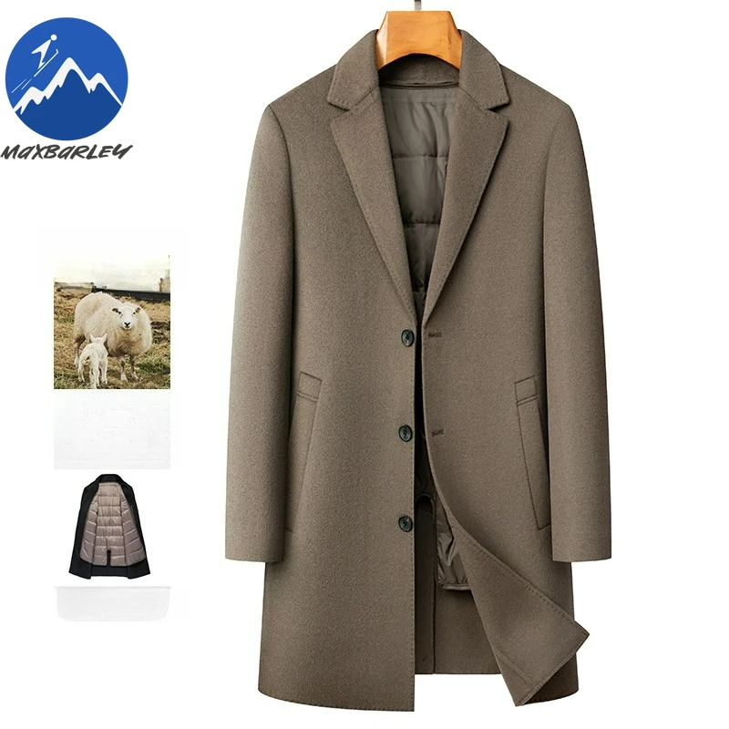 

Maxbarley Long Puffer Jacket Winter Luxurious Commuting Office Overcoat Fashionable Detachable White Duck Down Lined Warm Coat