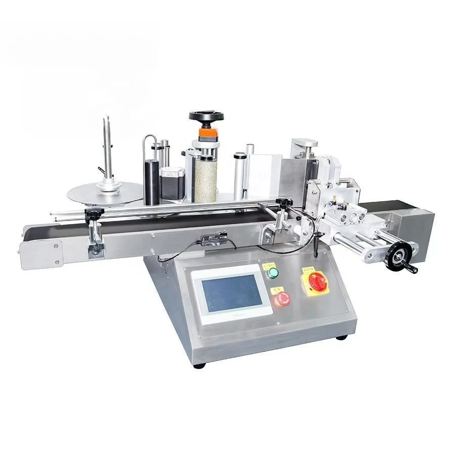 

Automatic Tabletop Plastic Glass Round Bottle Labeling Machine Laundry Detergent Barrels Sticker Clamping Labeling Machine