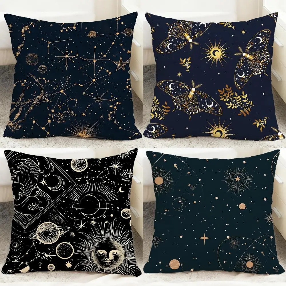 Constellation pattern Cushion Cover Comfortable Reversible Pillow Cover Ideal for Car Sofa Bedroom & Beyond
