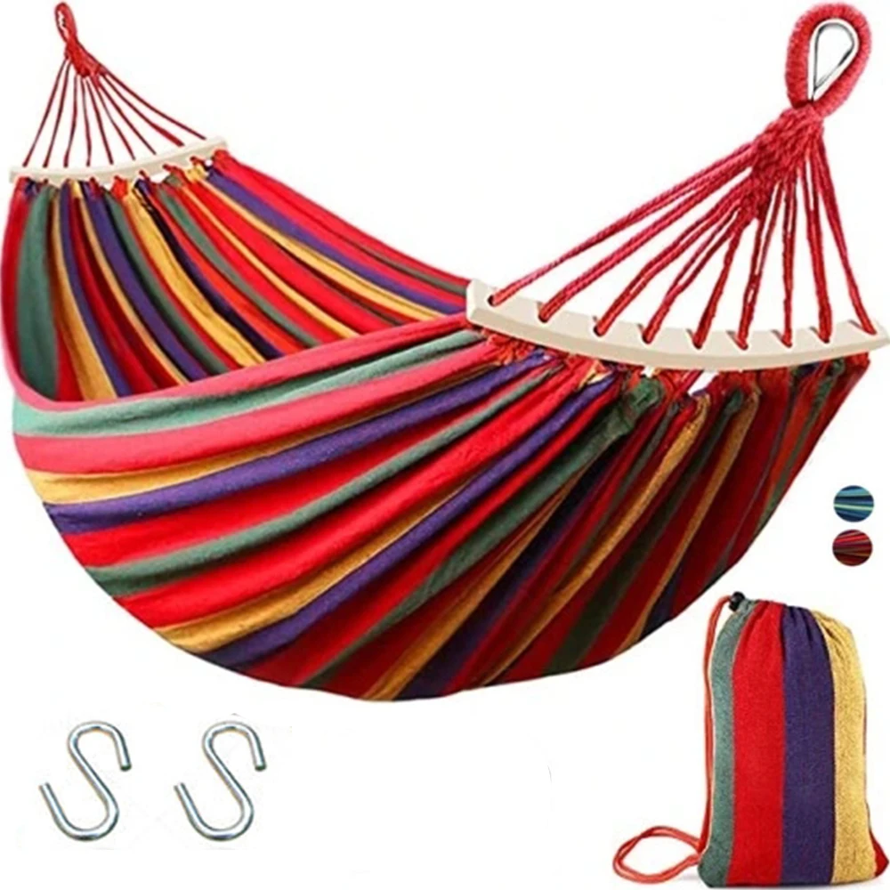 Outdoor Camping Hammock Thickened Durable Fabric Canvas Single Travel Swing Chair Hanging Bed