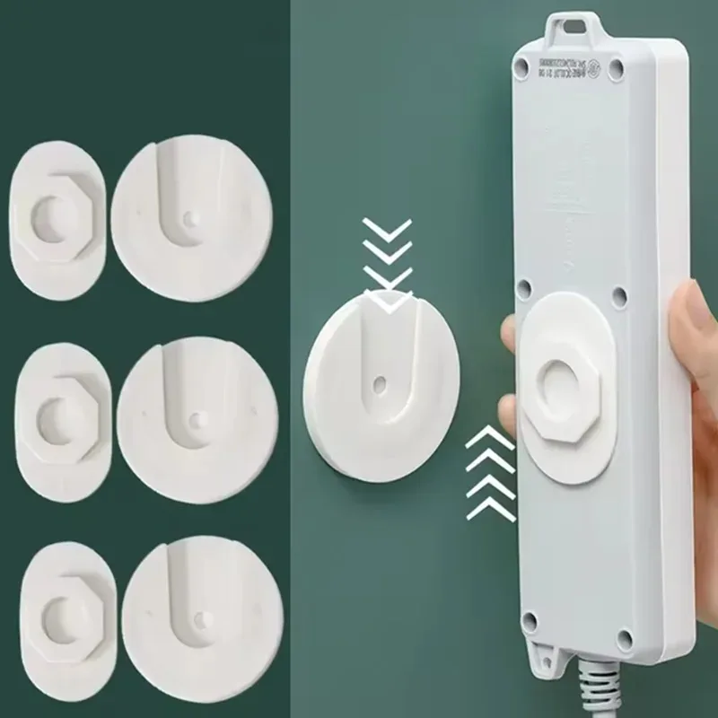 Wall-Mounted Holder Storage Hook Punch-free Plug Racks Extension Sockets Fixer Cable Wire Organizer Seamless Power Strip Holder