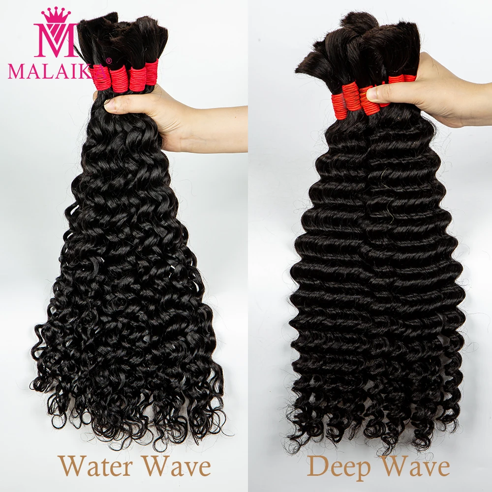 Malaika Boho Braids Human Hair Goddess Braiding Human Hair Bundles Deep Water Wave 100% Brazilian Human Hair for Black Women