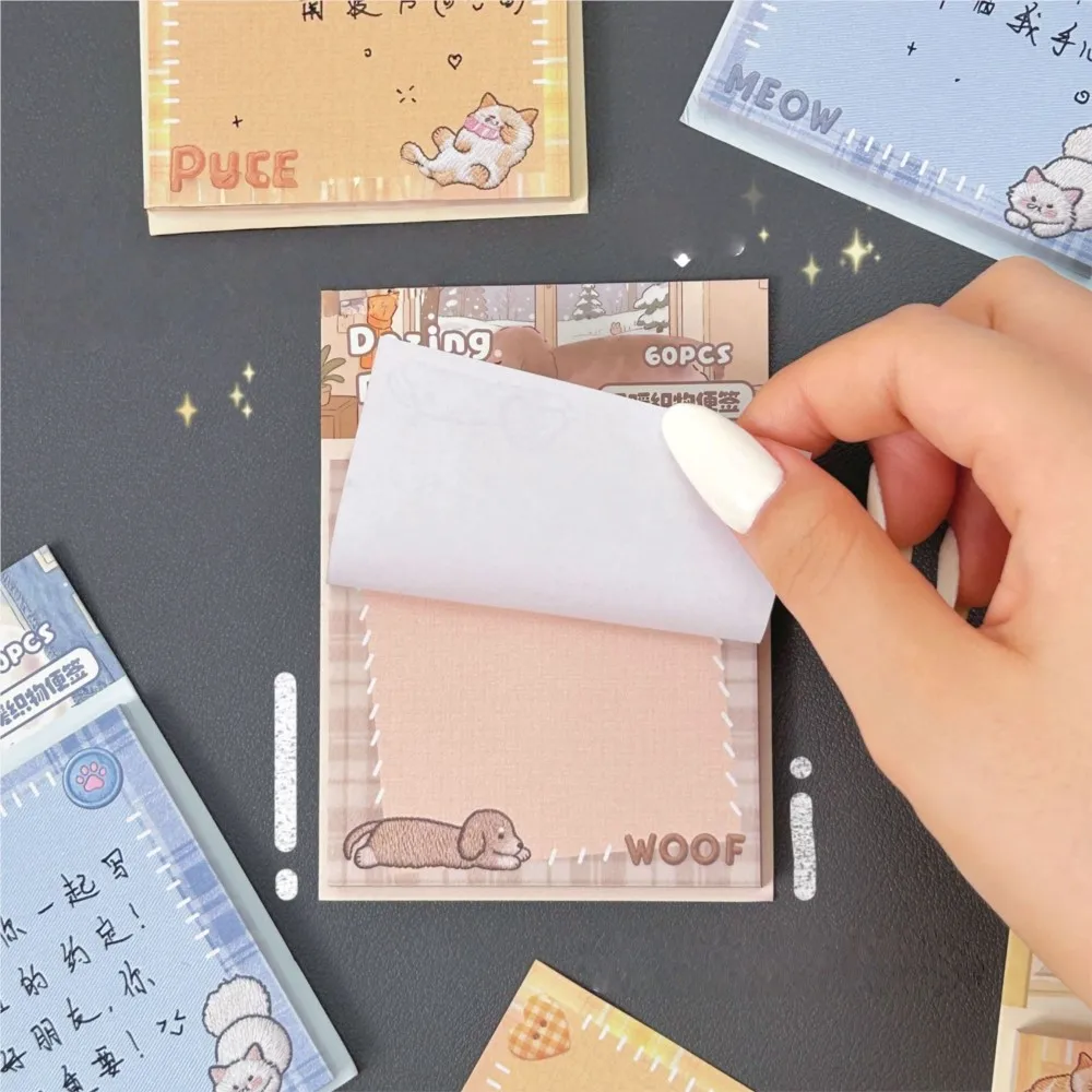 60 Sheets Kawaii Cartoon Animal Sticky Note Cute Post Memo Pads Student School Office Stationery DIY Decorate Message Notes Book