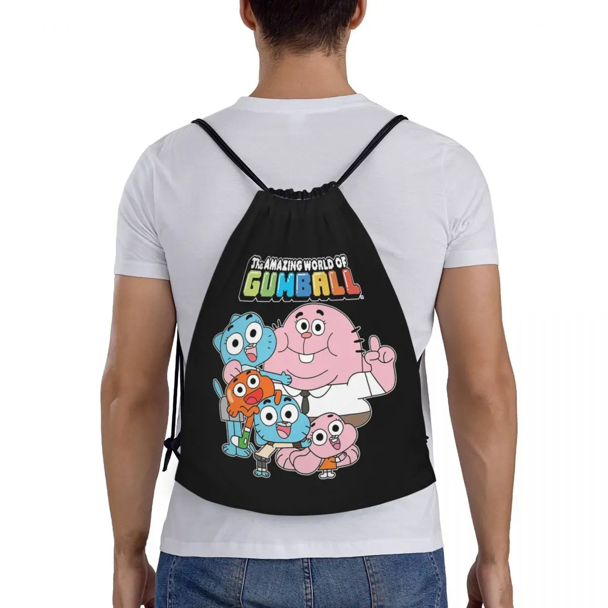 

The Amazing World Of Gumball Cartoon Backpacks Fashion Portable Drawstring Bags Sports Bag Book Bags For Man Woman Students