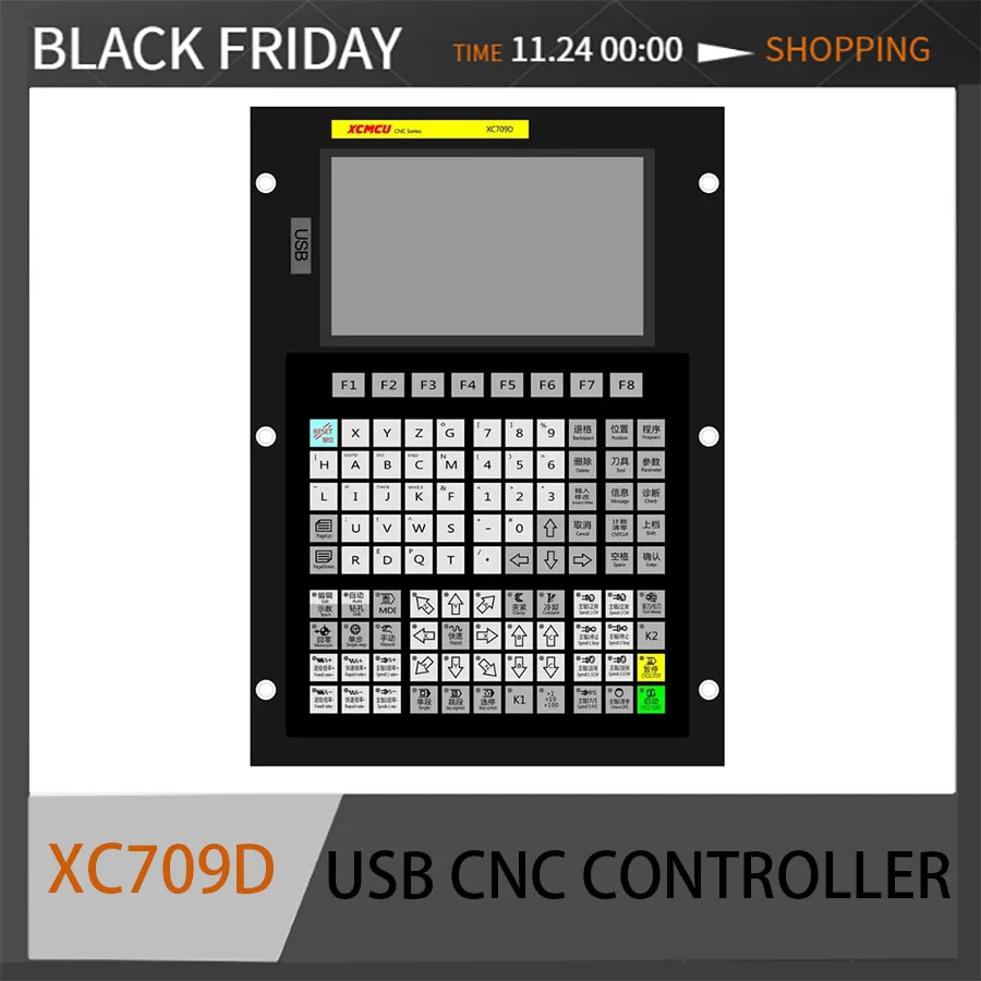 

XC709D 3/4/5/6 Axis USB CNC System Controller FANUC G Code Supports Offline Milling, Boring, Tapping, and Drilling Feed