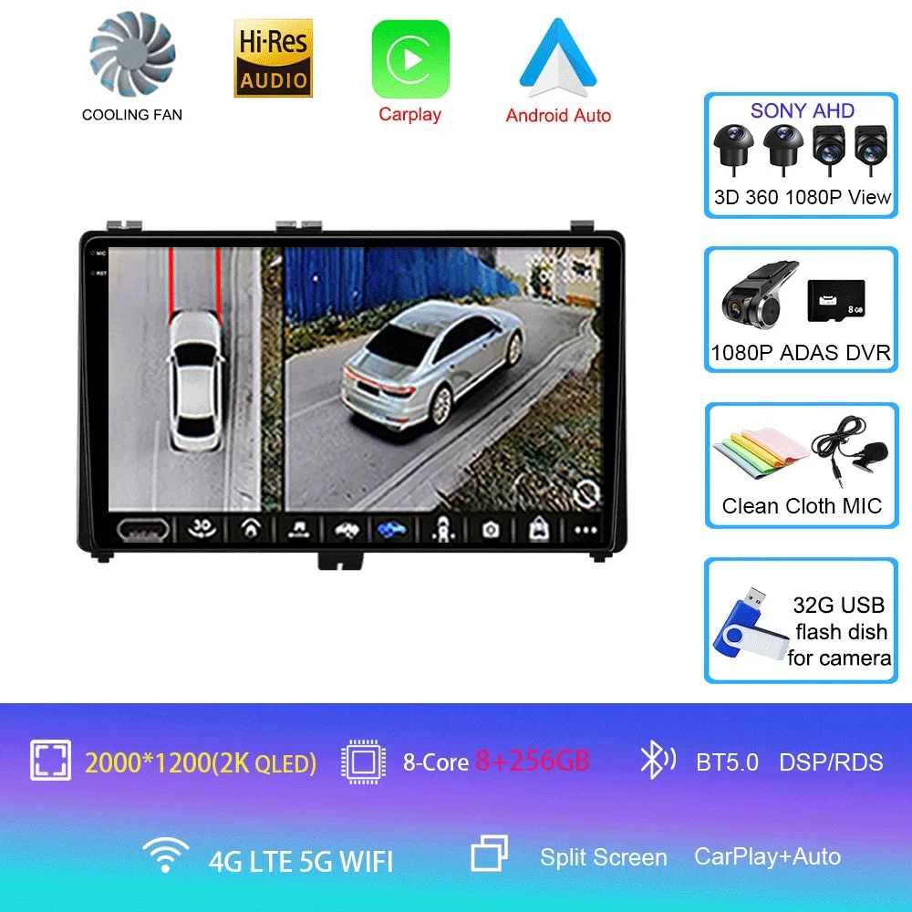Android 16 voor Toyota Corolla Auris 2017 2018 Carplay Auto GPS Navigatie Autoradio DSP Head Unit BT Videospeler 2 Din Stereo