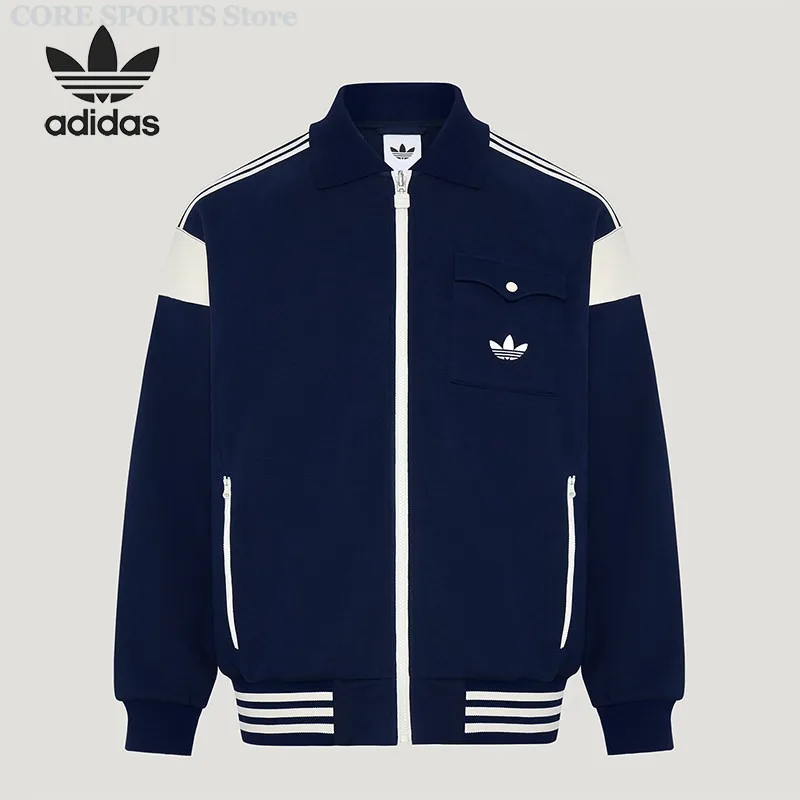Adidas TRACK TOP KW5664 Clover Men's Striped Loose Lapel Sports Clothing