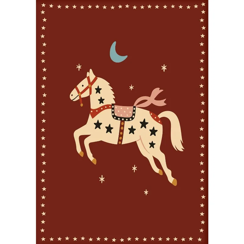 1pc frameless,Boho Fantasy Magical Horse Bunny Bear Animals Nursery Canvas Painting Wall Art Poster Print Frameless for Nordic H