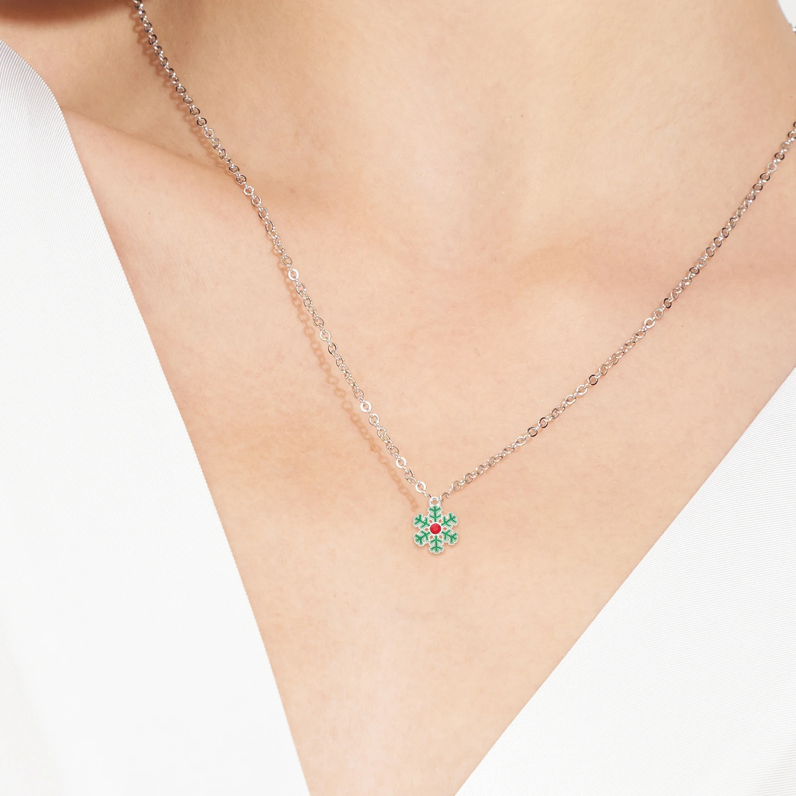 

Christmas Snowflakes Pendant Hair Accessories Necklace Enamel Charms Decorations Small