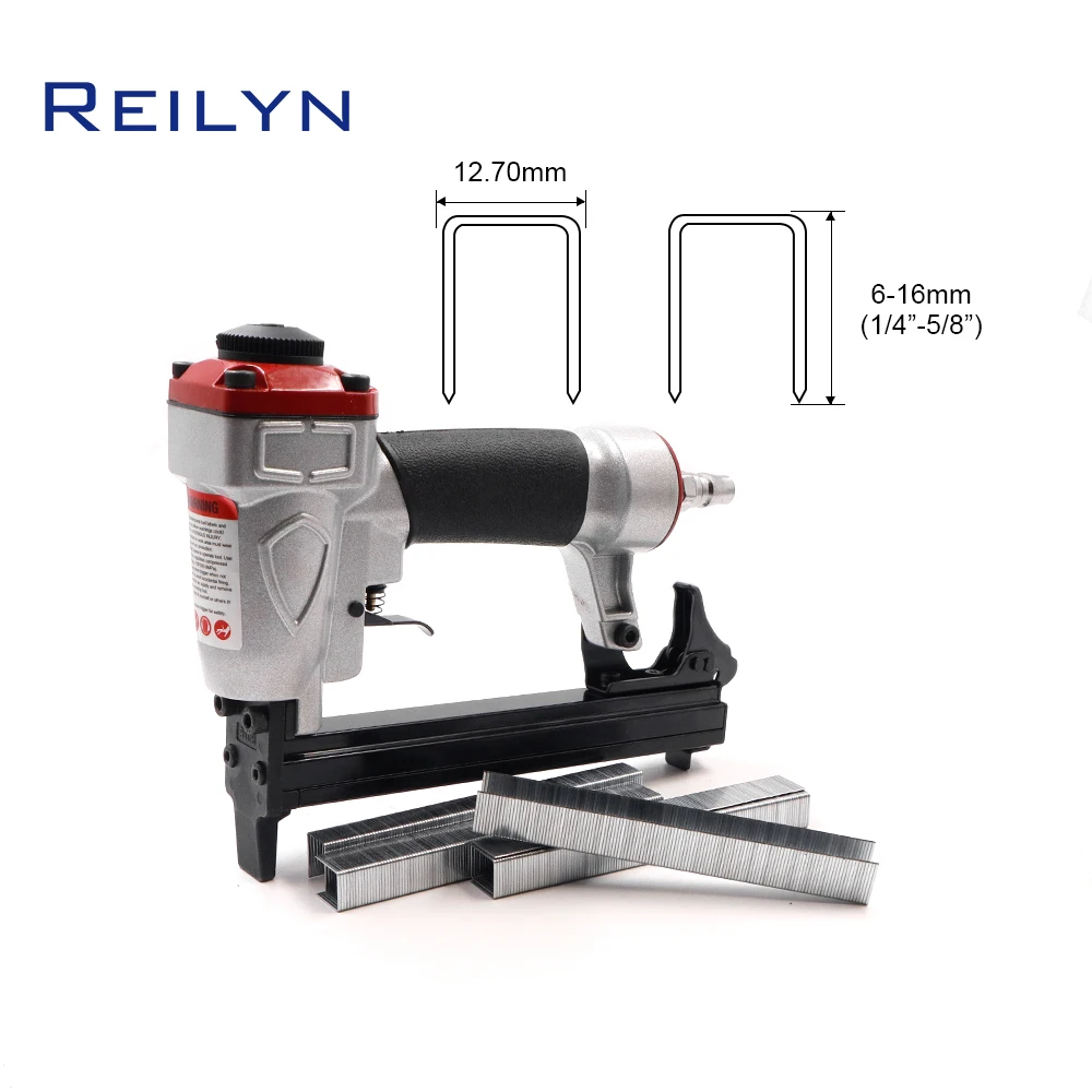 

REILYN Air Nailer 21GA 8016 Pneumatic Nail Gun Upholstery Stapler for Sofa Roof Floor Upholstery Furniture