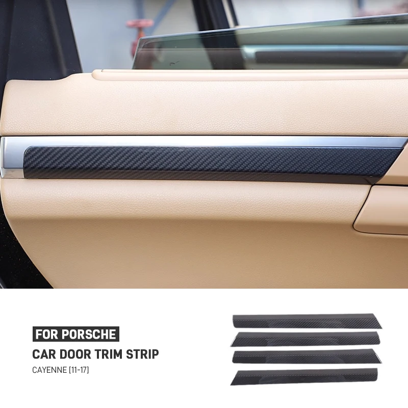 

For Porsche Cayenne 958 2011-2017 Rea Carbon Fiber Car Interior Door Panel Decorative Strip Trim Cover Sticker Auto Accessories