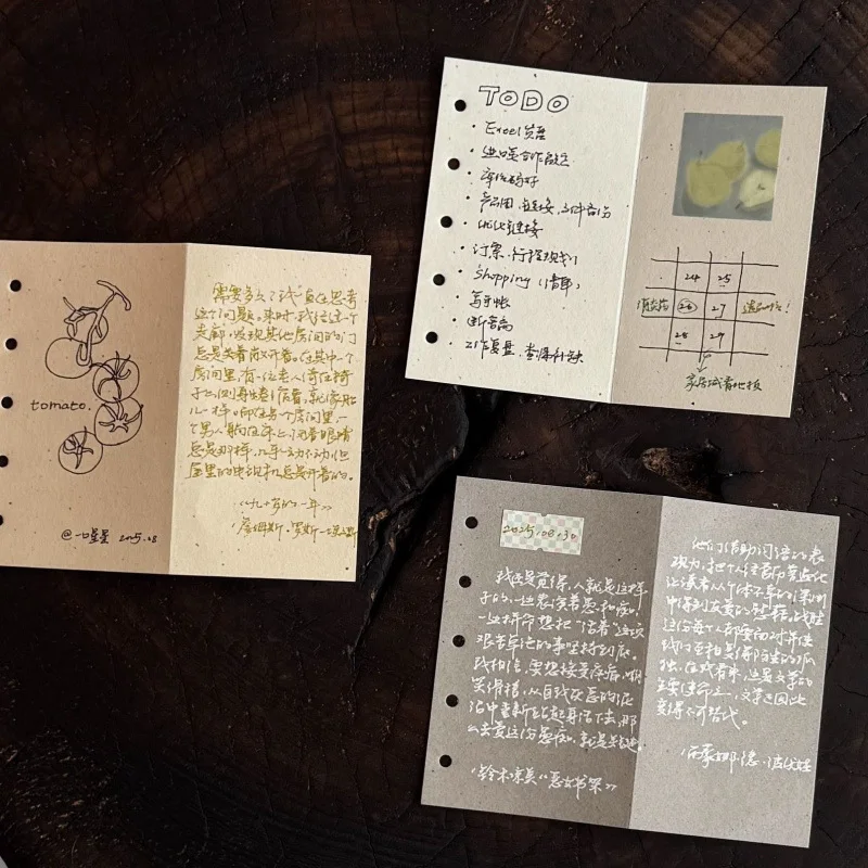 M5 Journal Loose Leaf Refill, Milk Tea Color Vintage Textured Inner Pages, Rustic Scrapbook Planner Decoration Supplies Set