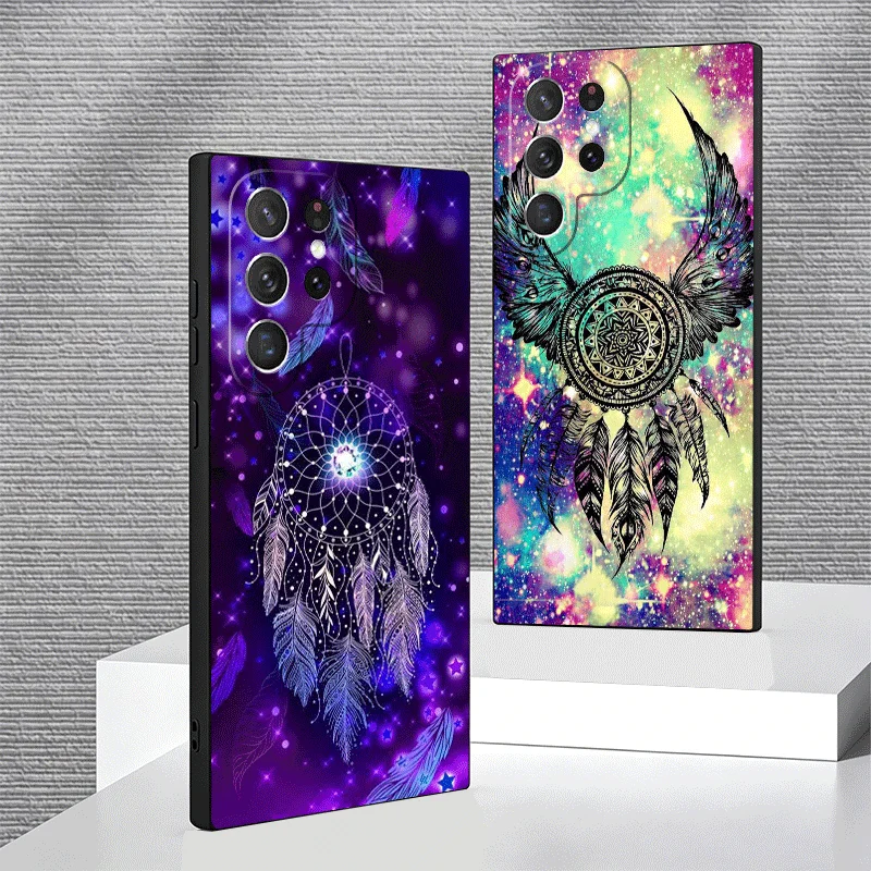 Soft Phone Case For Samsung Galaxy S24 S25 S26 Ultra Mandala Dreamcatcher S23 S22 Plus S21 FE S20 + Edge Black Cover Shell