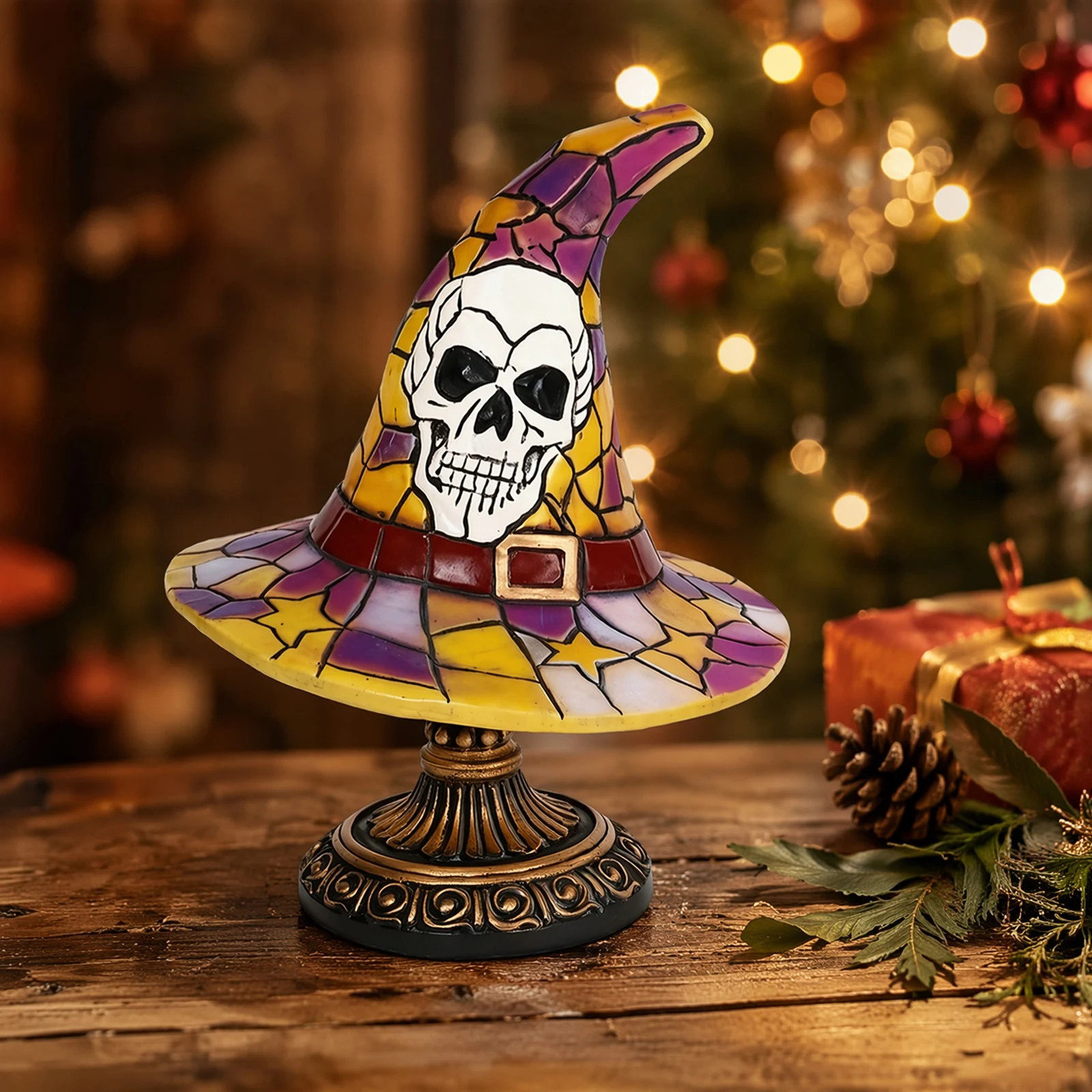 Gothic Witch Hat Pumpkin Decorative Lamp USB Powered & Lightweight Warm Enchanting Glow & Versatile for Bedroom Decor