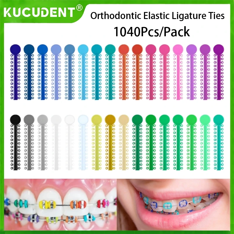 1 упаковка = 1040 шт./40 палочек, стоматологические ортодонтические эластичные лигатурные завязки, красочные ленты для брекетов, брекетов, материал для лечения стоматологии