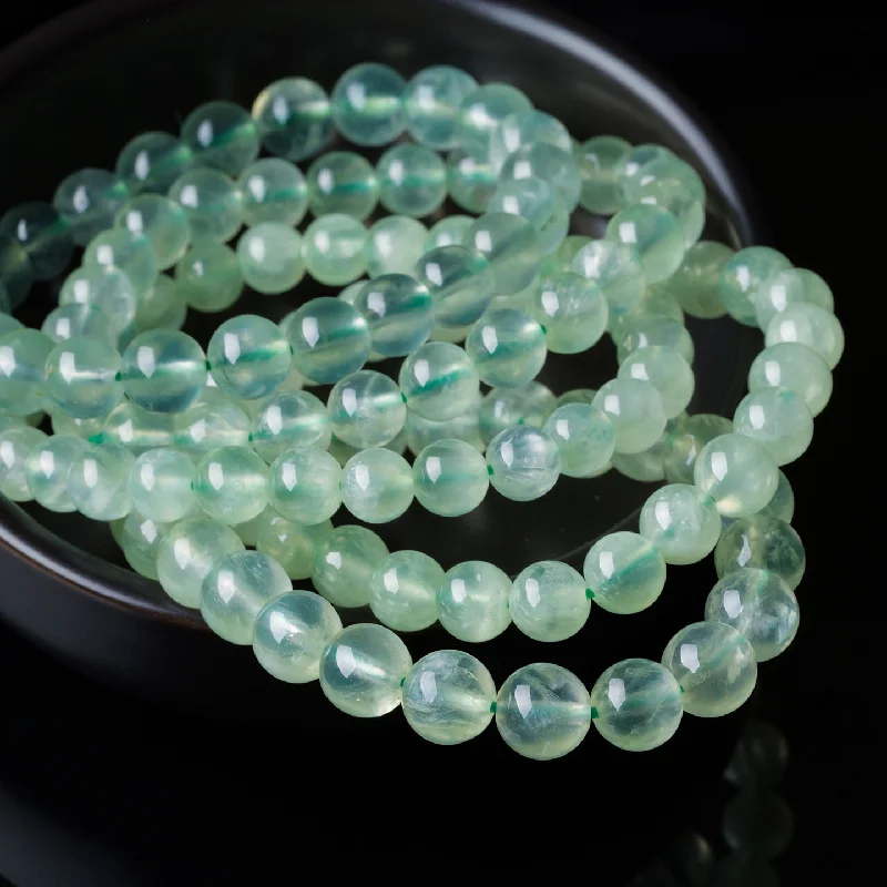 Crystara Prehnite Bracelet Prehnite Bracelet Natural Round Bead Stretch Crystal Wrist Jewelry
