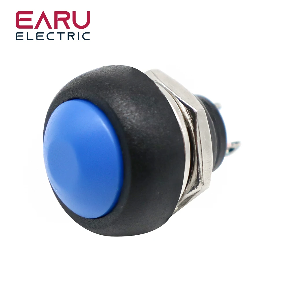 10pcs DIY Mini 12mm Momentary Waterproof Push Button Switch Horn Blue White Green Red Yellow Black 1A 250V Self-reset Wholesale