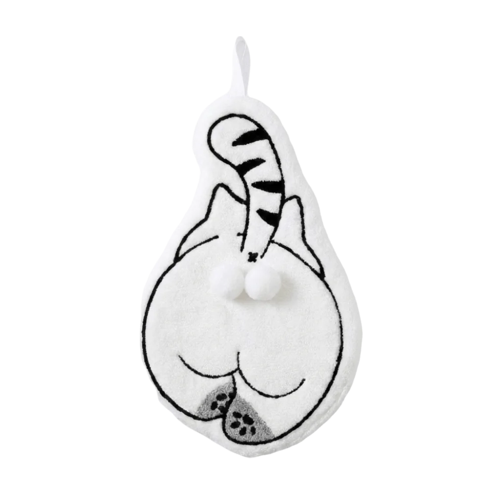 Funny Super Absorbent Cartoon Hand Towel Thickened Cat Pattern Kitchen Towel Soft Coral Fleece Hanging Towel Kitchen