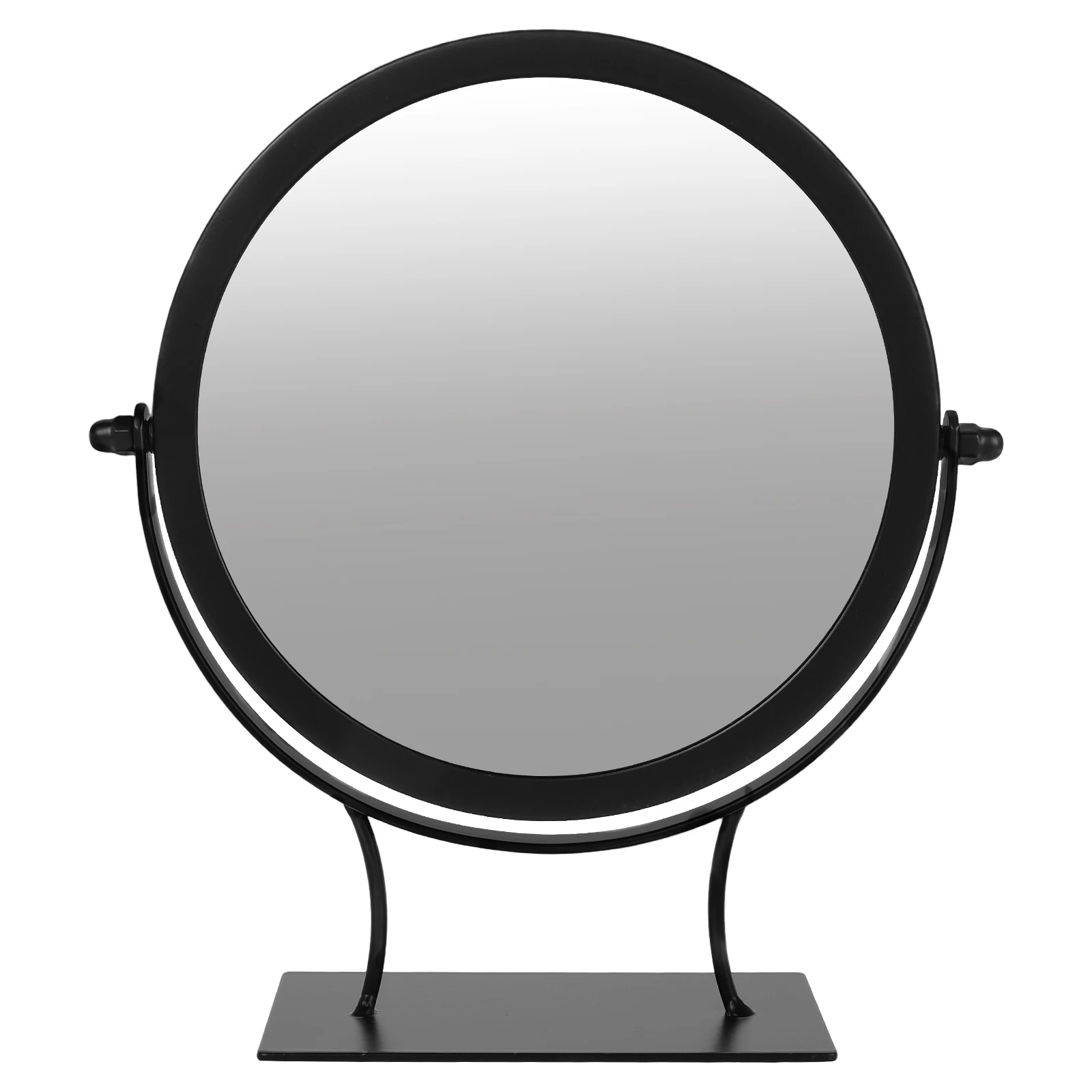 

Iron Frame Desktop Makeup Mirror Black Glass Material Dorm Room Vanity Reflective Surface Study Bedroom Small Stand