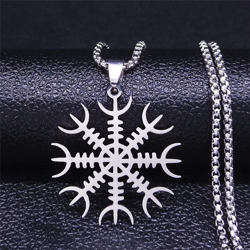 Viking Compass Compass Diverse Stainless Steel Necklace for Men/Women Silver Color Chain Necklaces Jewelry cadena 3620-QKC