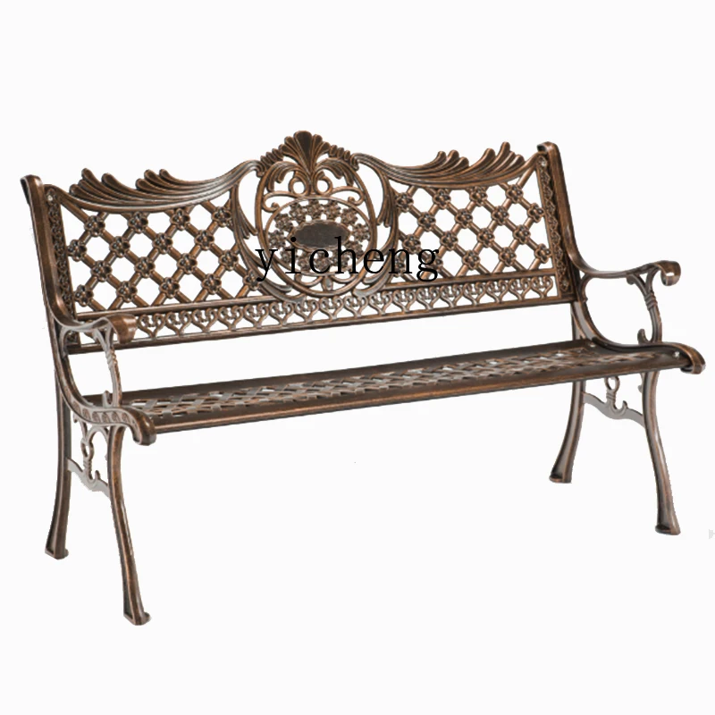 XL Outdoor Armchair Wrought Iron Cast Aluminum Bench Courtyard Seat Three-Person Anti-Corrosion Bench