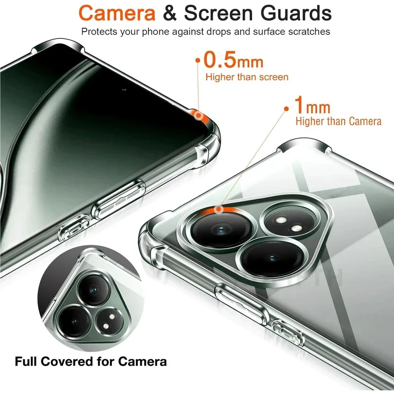 وسادة هوائية مضادة للصدمات حافظة من البولي يوريثان لهاتف OPPO Realme GT 7 Pro 6 6T Neo 3 3T GT 2 Neo 2T Note 50 غطاء حماية شفاف كابا Fundas Coque