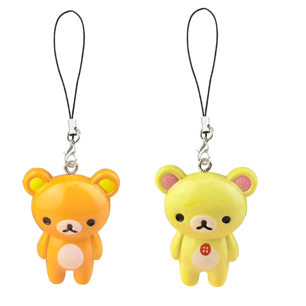 Hebilla de llave de campana pequeña de Rilakkuma de dibujos animados, colgante decorativo con cremallera Kawaii, accesorios colgantes para teléfono móvil, regalo para un amigo