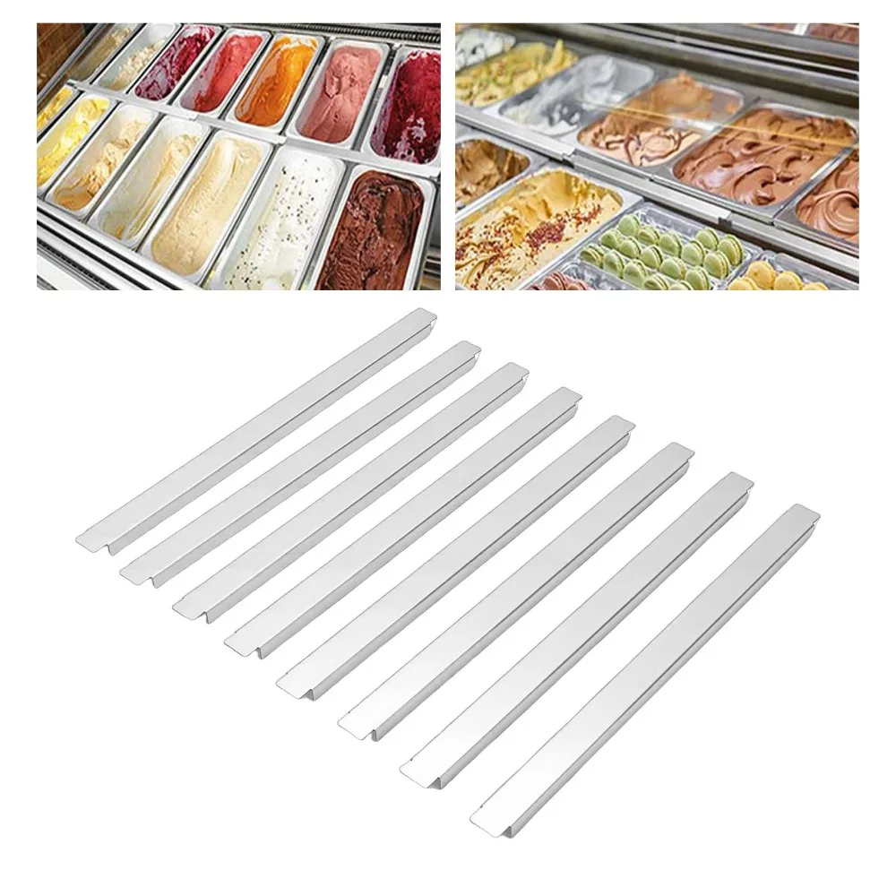 8pcs Stainless Steel Adapter Bar Long Shape Design Silver Food Service Divider Reusable Durable Build Table Adapter Bar