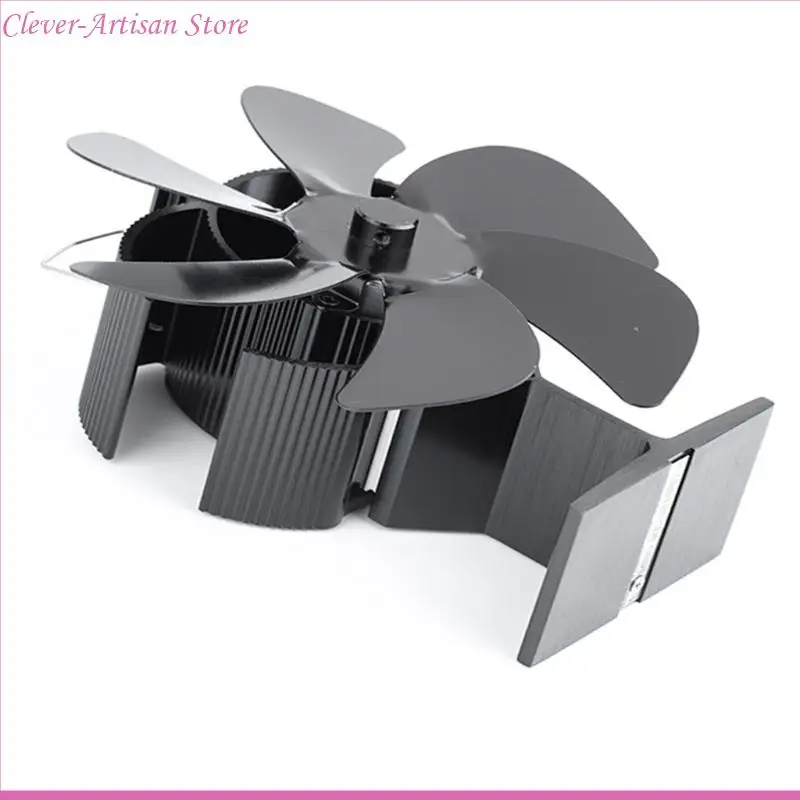 

E06B Silent 6 Blade Heat Powered Stove Fan Efficient Heat Distribution with Stove Thermometer for Ideal Gift for Ho