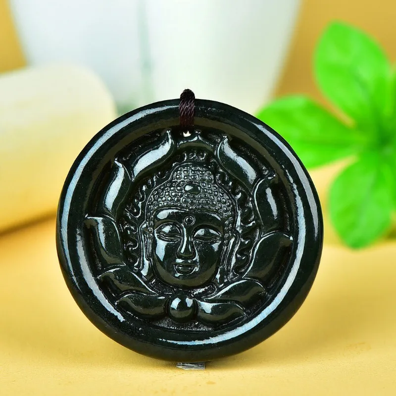 Natural Sapphire Big Day Tathagata Jade Pendant Men's Natal Buddha Patron Saint Jewelry