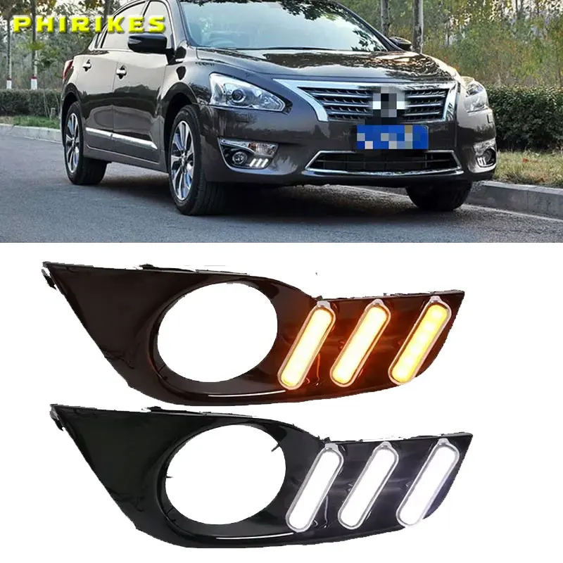 

2Pcs Car LED Daytime Running Lights for Nissan Altima Teana 2013 2014 2015 DRL Front Bumper Driving Turn Signal Light Daylgiht