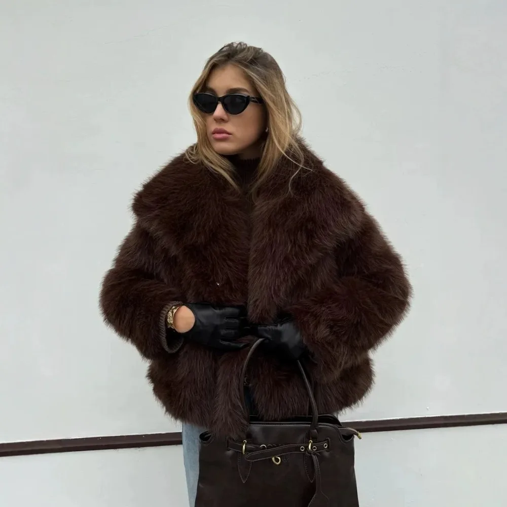 Retro Filled Cotton Environmentally Friendly Fox Fur Grass Coat Autumn and Winter Women Chic Thick Warm Snow Travel Casual Coat