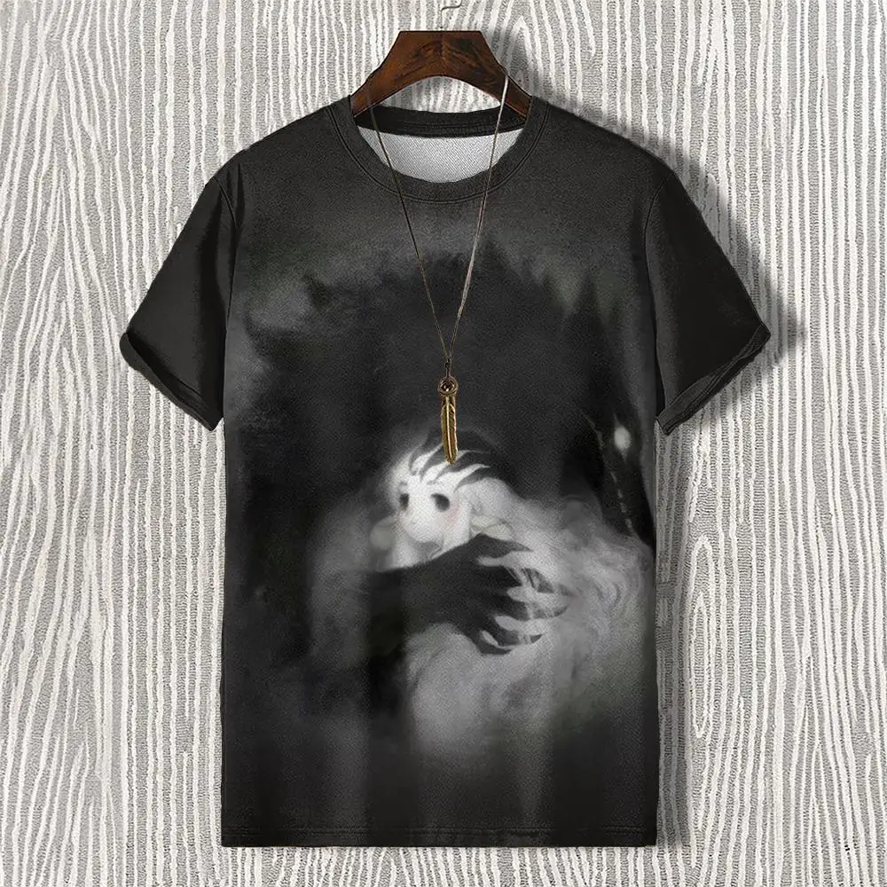 Tarot Devil T-Shirt For Men Hip Hop Pattern Short Sleeve Tees Tops Summer Casual Men's Clothing Retro Black Oversized T-Shirt XL