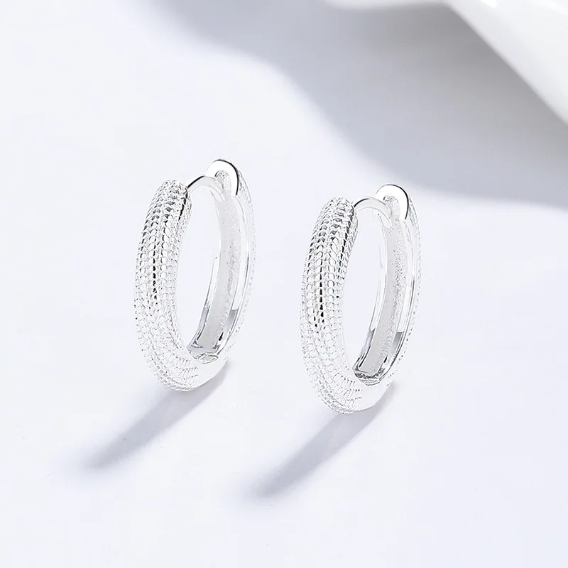 

S999 Pure Silver Hoop Earrings for Women Minimalist Light Luxury Simple Elegant Ear Rings Fashion Daily Ear Jewelry