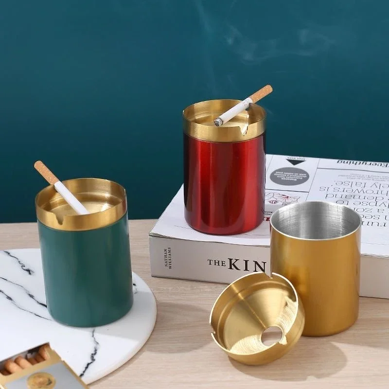 

Stainless steel ashtray for household light luxury with fashionable and creative windproof flying ashtray