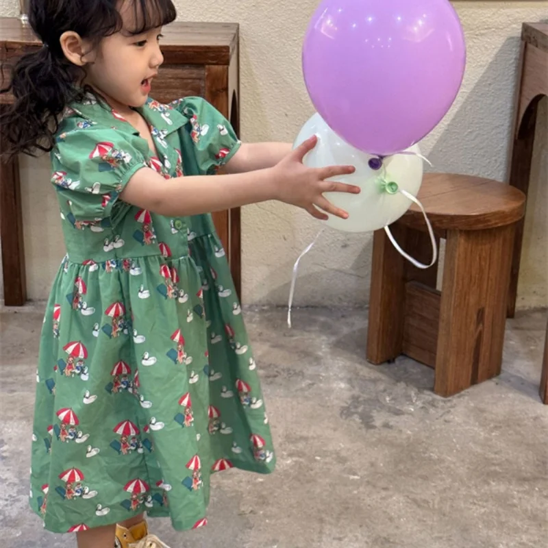 Vestido de flor de algodão feminino, Vestido de noite infantil, Outwear esportivo elegante, Aniversário infantil, Adolescentes, Primavera, Outono, 2024