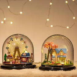 Handmade DIY Craftsmanship Wooden Music Box Ornaments Creative City In The Sky Music Box Christmas Birthday Gift For Girlfriend