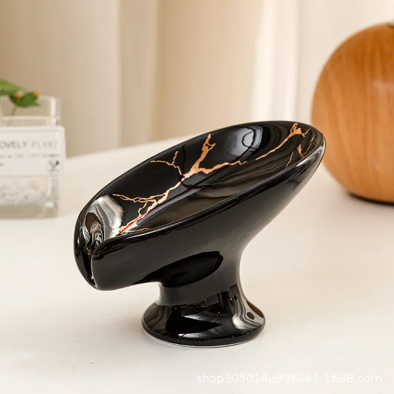 Ceramic Soap Holder Tray with Drain Hole Bathroom Kitchen Storage Box Leak Proof